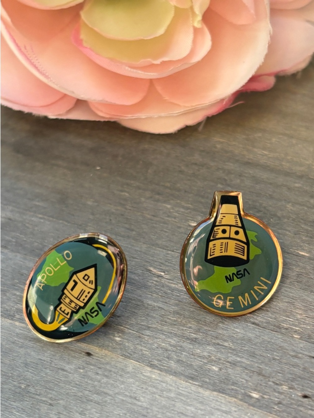 Vintage NASA Pins Apollo 7 and Gemini (set of 2)